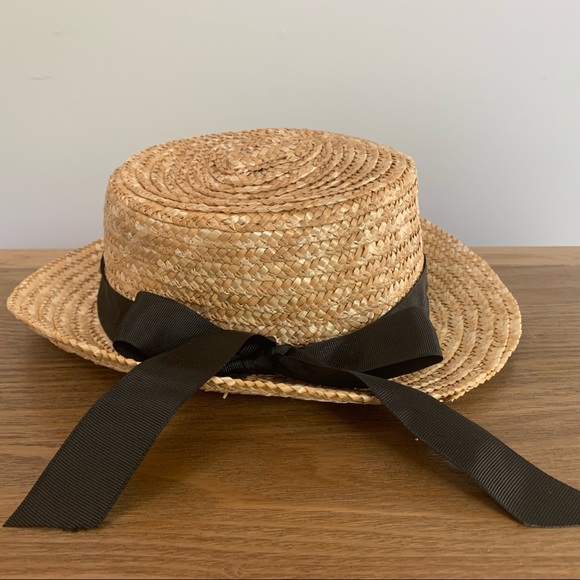 unbranded Accessories - Beach Sun Straw Hat with Grosgrain Bow